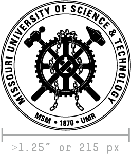 Missouri S&T Emblem With Sizing Guide of 1.25 inches or 215 px Guide