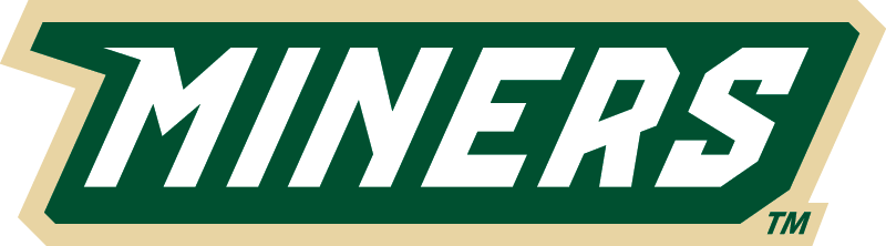 Logo for MINERS with bold green text outlined in beige