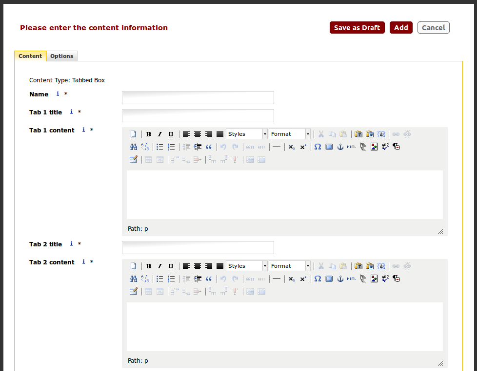 Tabbed box editing window